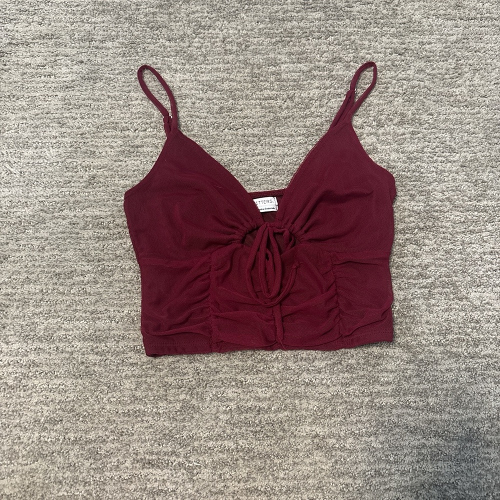 Urban Outfitters Red Ruched Tie Front Camisole